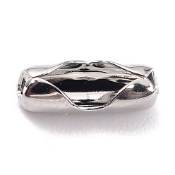 Серебро Латунные соединения шаровой цепи, серебряные, 10x3.5~4 мм, отверстие : 3 мм