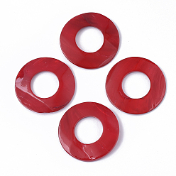 Red Spray Painted Freshwater Shell Pendants, Donut, Red, 50x3mm, Hole: 23.5mm