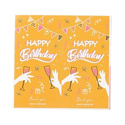 Tableware Rectangle Happy Birthday Theme Paper Stickers, Self Adhesive Sticker Labels, for Envelopes, Bubble Mailers and Bags, Cup Pattern, 10.3x10.7x0.01cm, 50pcs/bag