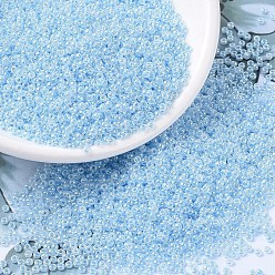 (RR524) Sky Blue Ceylon MIYUKI Round Rocailles Beads, Japanese Seed Beads, (RR524) Sky Blue Ceylon, 11/0, 2x1.3mm, Hole: 0.8mm, about 1100pcs/bottle, 10g/bottle
