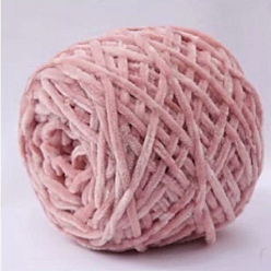 Pink Wool Chenille Yarn, Velvet Cotton Hand Knitting Threads, for Baby Sweater Scarf Fabric Needlework Craft, Pink, 5mm, 95~100g/skein