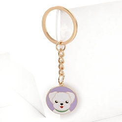 Лиловый Брелки из сплава эмали, украшения для сумок и кошельков, плоский круглый брелок для собаки, сирень, 8.5x2.5 см
