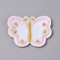 Pink Computerized Embroidery Cloth Iron on/Sew on Patches, Costume Accessories, Appliques, Butterfly, Pink, 24x32x1.5mm