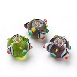 Разноцветный Ручной работы ухабистым Шарики Lampwork, красочный, 12~16x8~11 мм, отверстие : 3 мм, около 33 шт / нитка, 13.39 дюйм (34 см)