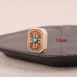 Rectangle Pappelholzperlen, mit synthetischen Türkis, Rechteck, 12x16x8 mm