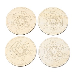 Шестиугольник Сакральная геометрия деревянная сетка, Кристаллические решетки и подставки под алтарь с лазерной гравировкой, круглые, шестиугольник, 100x2.5 мм