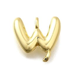 Letter W Подвески из латуни, без свинца и без кадмия, долговечный, стойки покрытие, реальный 18 k позолоченный, Буква W, 10x10.5x2.5 мм, отверстие : 1 мм