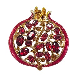 Topazee Épingles en émail, Broche épingle en alliage et strass, grenade, or, topaze, 35x32mm