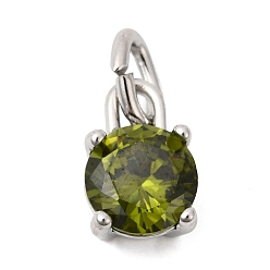 Цвет Оливы Тема "камень дня рождения" на август 304 подвески из нержавеющей стали, круглые, с k 9 стеклом, полировка, с целью перехода в кольце, граненые, цвет нержавеющей стали, оливковый, 10.5x7x6 мм, отверстие : 2.2x4.4 мм