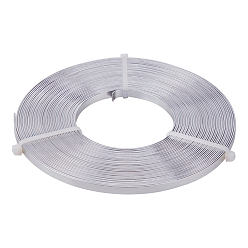 Серебро Плоский алюминиевый провод, широкая плоская ювелирная проволока для изготовления ювелирных изделий, поделки поделки, моделирование или упаковка растений, серебряные, 5x1 мм, около 32.8 футов (10 м) / рулон