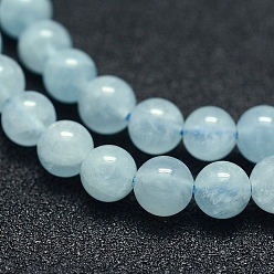 Aquamarine Natural Aquamarine Beads Strands, Grade A+, Round, 5mm, Hole: 1mm, about 75pcs/strand, 15.5 inch(39.5cm)