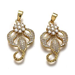 Скорпион Латунные прозрачные кубические циркониевые подвески в виде созвездий, долговечный, реальный 18 k позолоченный, Скорпион, 23x15x4 мм, отверстие : 4.5x2 мм