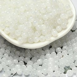 (404) Непрозрачное AB Кислое яблоко Стеклянные бусины с имитацией нефрита, круглые, цветочный белый, 4.5x4 мм, отверстие : 1 мм, Около 6429 шт / фунт