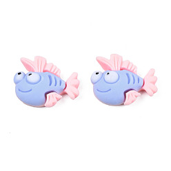 Cornflower Blue Opaque Resin Cabochons, Fish, Cornflower Blue, 17x22x7mm