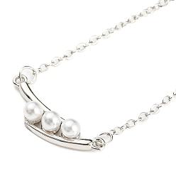 Platinum Pea Shaped Plastic Imitation Pearl Pendant Necklace with Brass Cable Chains, Platinum, 16.69~17.01 inch(42.4~43.2cm)