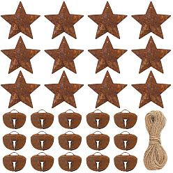 Без Покрытия Наборы для самостоятельного изготовления подвесных украшений, включая железный кулон и джутовый шнур, сырой (без покрытия), 21x25 мм