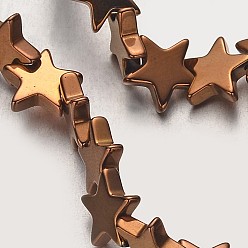 с Покрытием Меди Гальванизировать немагнитных синтетический гематит нитей бисера, звезда, с медным покрытием, 8x8x2~3 мм, отверстие : 1 мм, около 61~63 шт / нитка, 15.7 дюйм