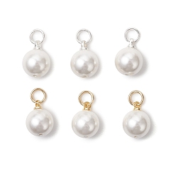 Морская Ракушка 6 шт. 2 круглые подвески-жемчужины разных цветов, с латунной фурнитурой , золотые и серебряные, цвет морской раковины, 11.5x8.5 мм, Перейти кольцо: 5x0.8 мм, внутренний диаметр: 3.4 мм, 3 шт / цвет