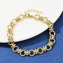 Золотой 304 из нержавеющей стали ссылку цепи браслеты, плоско-круглые, ионное покрытие (ip), золотые, 6-3/4 дюйм (17.1 см)