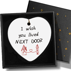 Дом Подвесные украшения из печатного фарфора, с веревкой и коробкой, сердце, дом, 72x76x3 мм