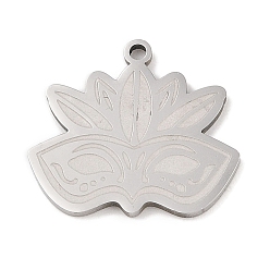 Нержавеющая Сталь Цвет Не тускнеющий карнавал 201 подвески из нержавеющей стали, маска очарование, цвет нержавеющей стали, 21x23.5x1.5 мм, отверстие : 1 мм