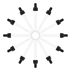 Черный Стеклянные капельницы с прямым наконечником, с резиновой грушей и винтовой крышкой, для стеклянных бутылочек-капельниц эфирных масел, чёрные, 126x21 мм, мощность: 100 мл, 24sets / коробка