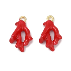 Красный Подвески из эмали и сплава, подвеска коралловой ветки, золотые, красные, 16.5x10x5 мм, отверстие : 1.4 мм