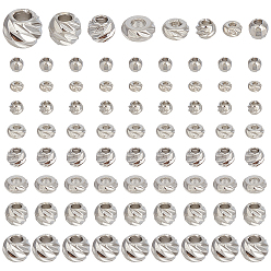 Платина 80 шт 8 стили латунные бусины, плоский круглый и круглый, платина, 3~6x1.5~6 мм, отверстие : 1~2.2 мм, 10 шт / стиль