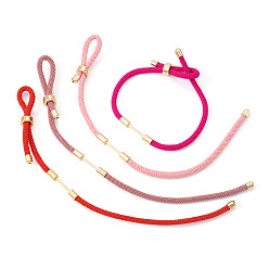 (52) Непрозрачная лаванда 4шт 4 цвета плетеный нейлоновый шнур изготовление браслета, с латунной фурнитурой , золотые, разноцветные, 9-1/2 дюйм (24 см), ссылка: 26x4 mm, 1 шт / цвет