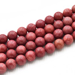 Светло-Коралловый Природного кварца нитей бисера, окрашенные, круглые, имитация губчатого коралла, свет коралловый, 8~8.5 мм, отверстие : 0.9~1 мм, около 45~47 шт / нитка, 14.96~15.35 дюйм (38~39 см)