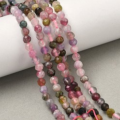 Турмалин Нити из натуральных разноцветных турмалиновых бусин, круглые, граненые, 4~4.5 мм, отверстие : 0.7 мм, около 45~55 шт / нитка, 7.68~7.87'' (19.5~20 см)