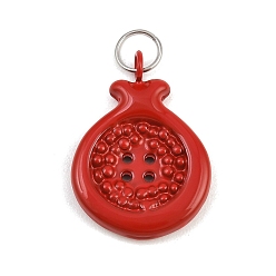 Apple Button 304 Stainless Steel Enamel Pendants, Fruit Charms, Apple Charms, 23x22x3mm, Hole: 4.5mm