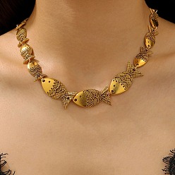 Античное Золото Ожерелья из цепочек-рыбьих звеньев в тибетском стиле для женщин, античное золото , 17.28 дюйм (43.9 см)