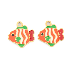 Fish Ионное покрытие (ip) 304 подвески из нержавеющей стали, с эмалью, реальный 18 k позолоченный, очарование морских животных, рыба, 14x14x1.5 мм, отверстие : 1.5 мм