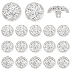 Серебро 18шт. 1пуговицы с отверстиями из цинкового сплава со стразами на ножке, плоско-круглые, аксессуары для одежды, серебряные, 18x10.5 мм, отверстие : 2.5 мм