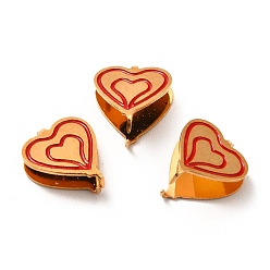 Golden 304 Stainless Steel Snap on Bails, with Enamel, Heart, Red, Golden, 11x10x3.5mm, Pin: 0.9mm