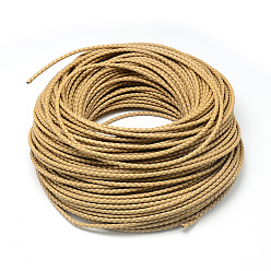 Светло-хаки Кожаный плетеный шнур, светлый хаки, 3 мм, около 54.68 ярдов (50 м) / пачка