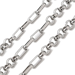 Нержавеющая Сталь Цвет 304 из нержавеющей стали Figaro цепи, несварные, с катушкой, цвет нержавеющей стали, 5.5x5.5x2 мм
