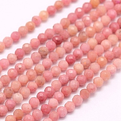 Rhodochrosite Natural Rhodochrosite Beads Strands, Faceted, Round, 2.5mm, Hole: 0.5mm, about 145pcs/strand, 15.7 inch(40cm)