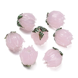 Pink Бусины лэмпворк , тюльпан, розовые, 13~14.5x13.5 мм, отверстие : 1.4 мм