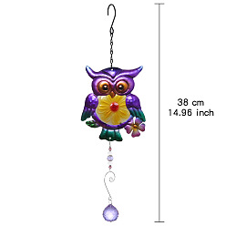 Сова Стеклянный подвесной кулон в виде ловца солнца, с железной фурнитурой, средне фиолетовый, сова, 380 мм