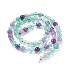Флюорит Природного флюорита бисер нитей, граненые, круглые, 6 мм, отверстие : 1 мм, около 63~64 шт / нитка, 14.96 дюйм ~ 15.35 дюйм (38~39 см)