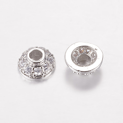 Платина Латунь микро проложить кубический цирконий шарик, без кадмия и без свинца, безлепестковый, платина, 6x3 мм, отверстие : 2 мм