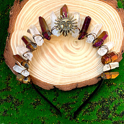 Солнце Ободки для волос из натурального кварца и фиолетового кварца, корона для волос, для женщин девушек, солнце, 200x160 мм