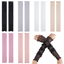 Mixed Color 6 Pairs 6 Colors Polyester Long Oversleeves, Sun Protection Sleeves, Mixed Color, 503~507x82~85x0.4mm, 1 pair/color 