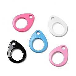 Mixed Color Spray Painted 201 Stainless Steel Charms, Teardrop Charm, Mixed Color, 13x10x1mm, Hole: 1.8mm
