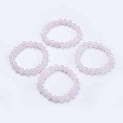 Rose Quartz Natural  Rose Quartz Beaded Stretch Bracelets, Round, 2-1/8 inch(53mm)