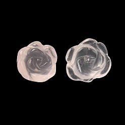 Розовый Кварц Природного розового кварца бусы, половине просверлил, резной, цветок розы, 10~12x6~8 мм, отверстие : 0.9 мм