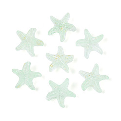 Светло-голубой Матовые стеклянные бусины, морская звезда, с золотой порошок, светло-голубой, 15x16x8 мм, отверстие : 1 мм, Около 909 шт / 1000 г