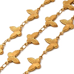 Настоящее золото 18K 304 Цепи-бабочки из нержавеющей стали, несварные, с катушкой, реальный 18 k позолоченный, 20.5x14x2.5 мм, 5 м / рулон